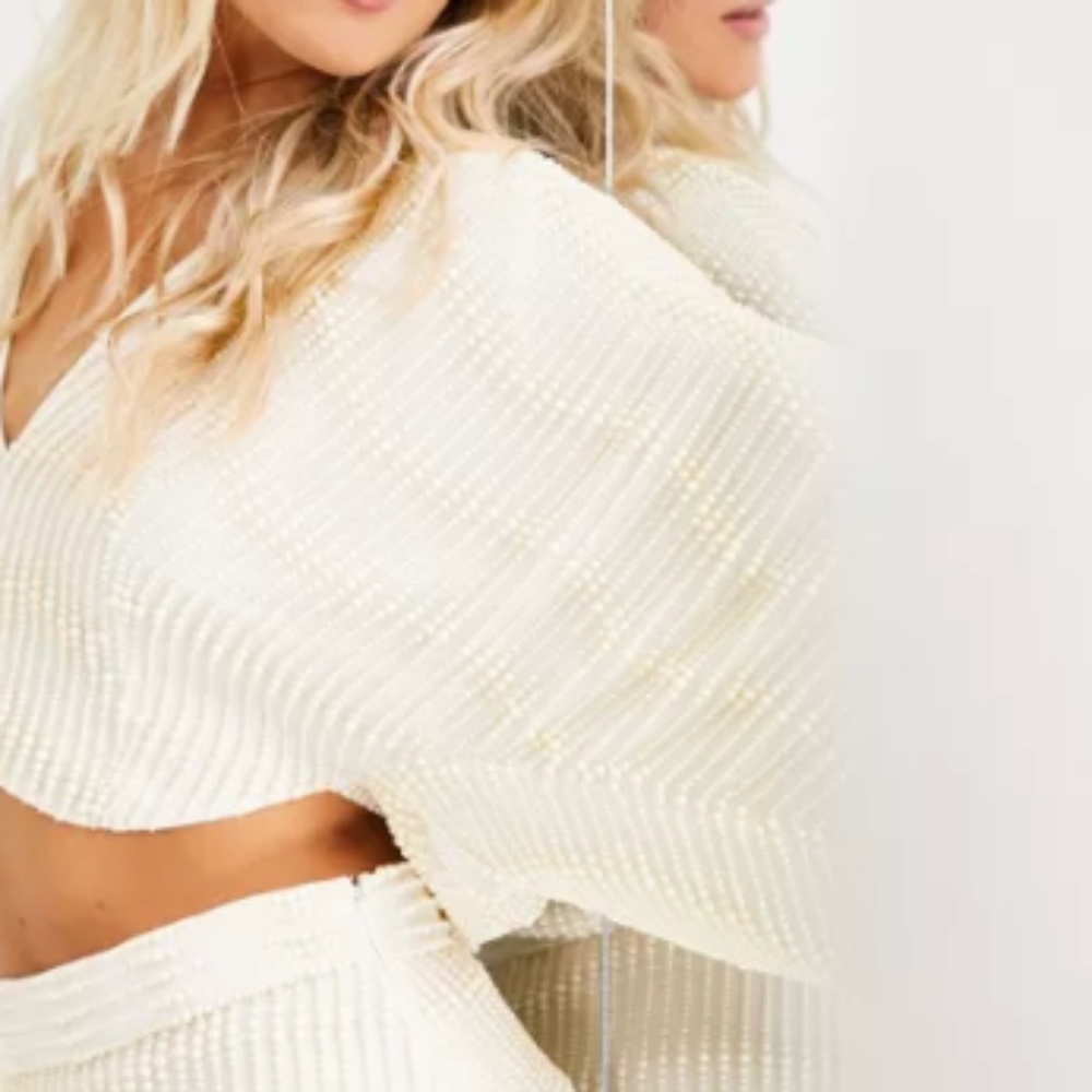 ASOS EDITION embellished pearl kimono sleeve top